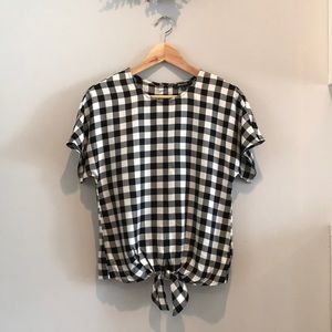 Madewell NWT gingham tie-front blouse